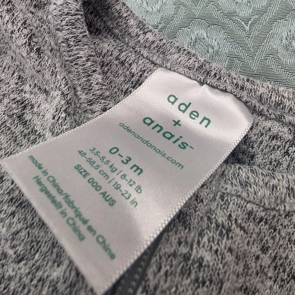 Aden + Anais 2 Pack Baby Footed Pajamas Heather Grey 0-3 Months Two Way Zip